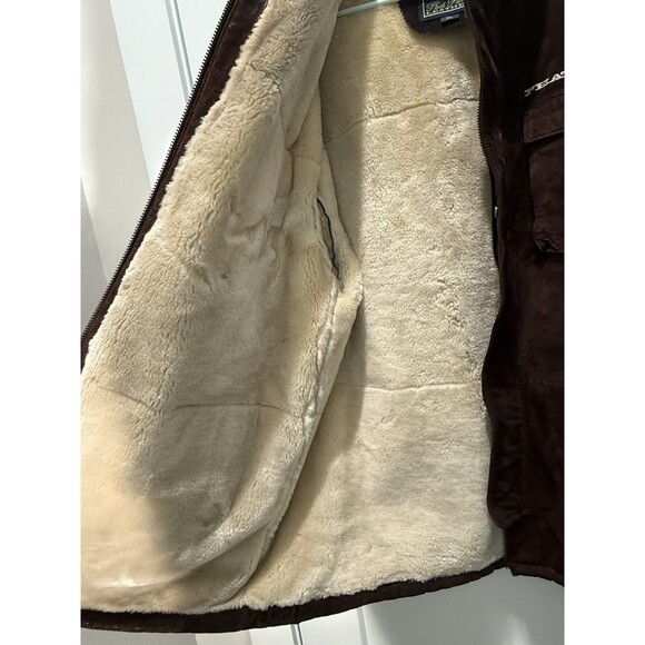 Phat Farm Men's Leather Heavy Shearling Jacket/Coat Men's XL Fur Lining Pockets - Picture 12 of 15